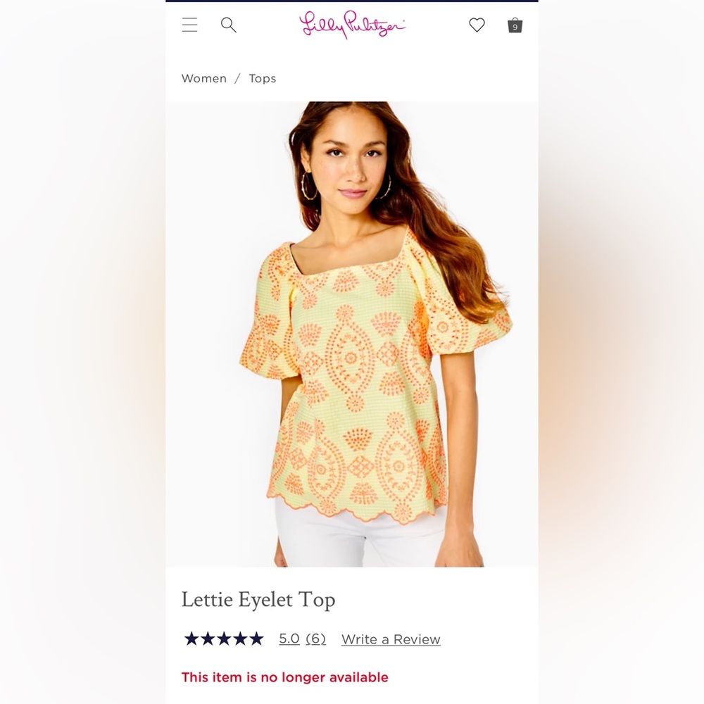 Lilly Pulitzer Lettie Eyelet Top Size Medium NWT